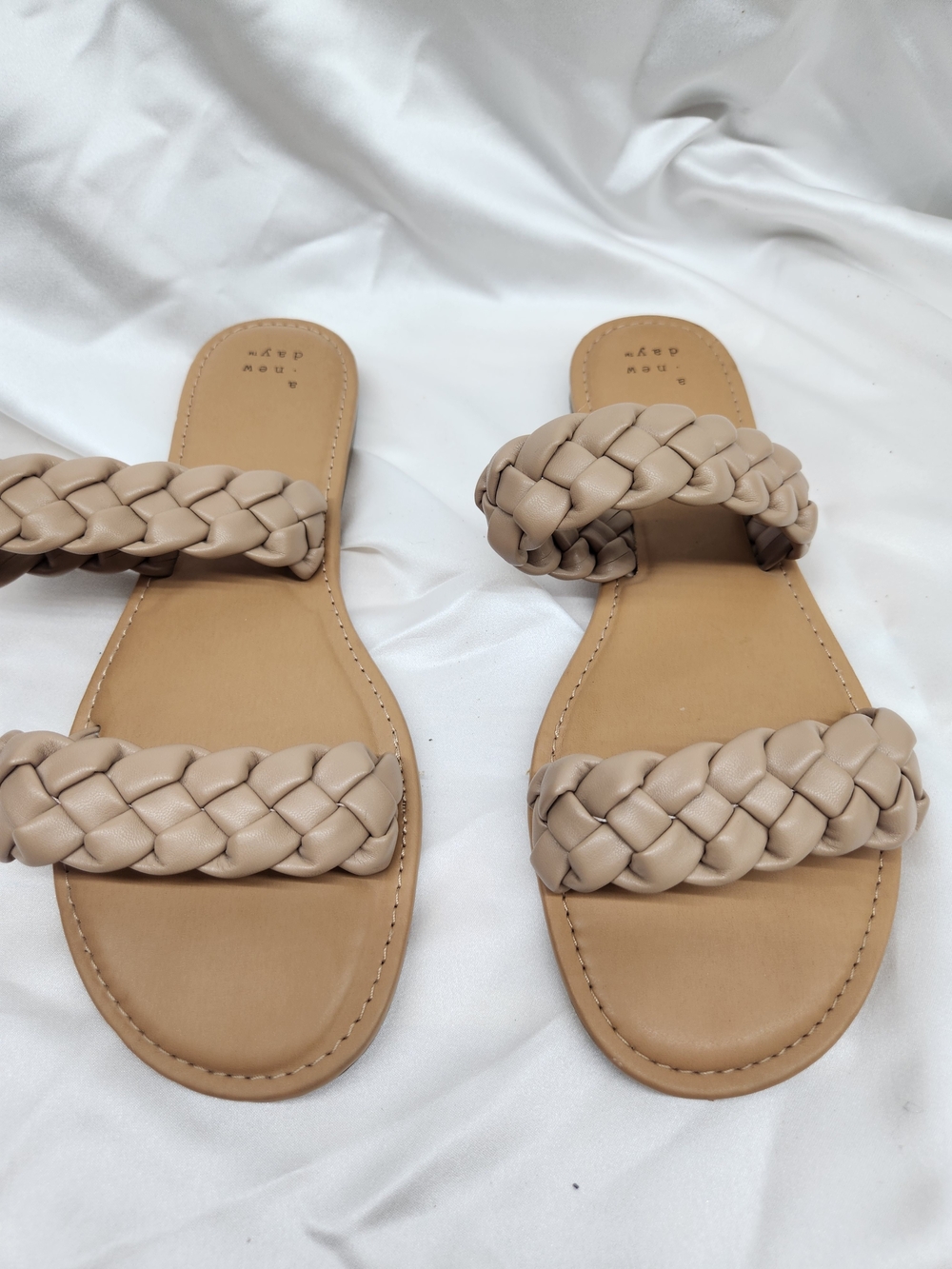 a new day Braided Double-Strap Tan Slide Sandals - Women